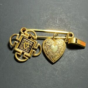 Vintage Anne Klein Gold Charm Brooch